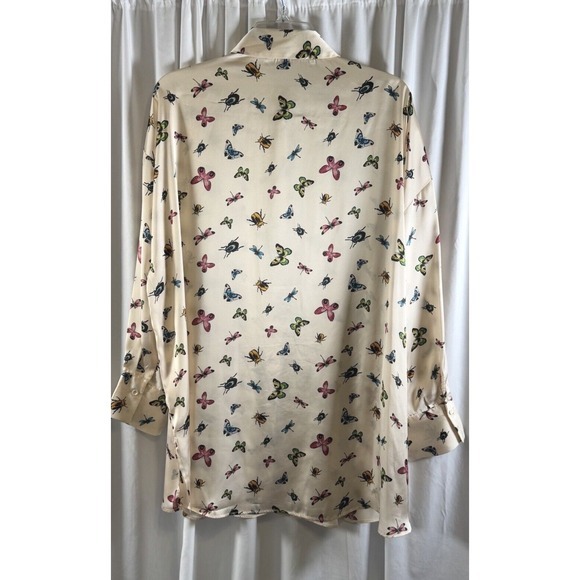 ZARA Women's Cream Butterfly Insect Print Button Up Shirt Oversized M‎ 72-27 - Picture 8 of 16